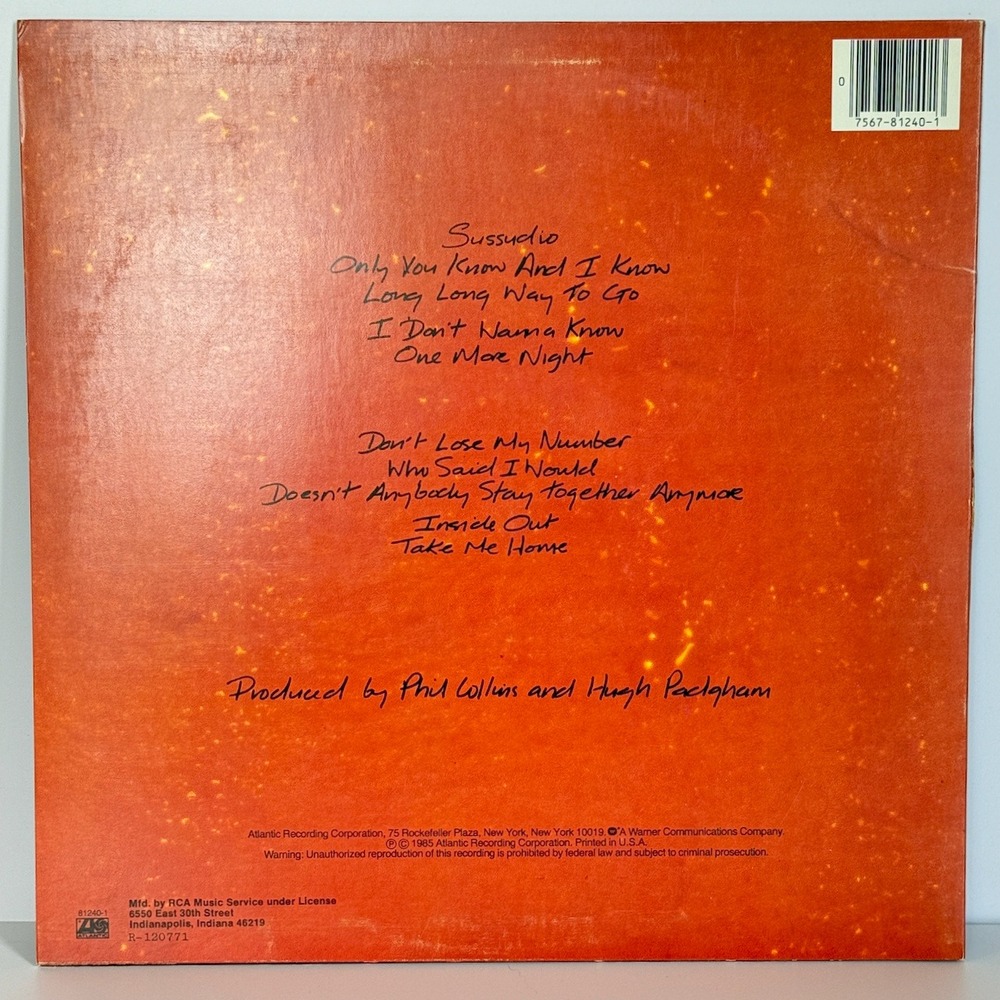 Phil Collins - No Jacket Required LP 1985 RCA Music Service Club Edition - Picture 2 of 5